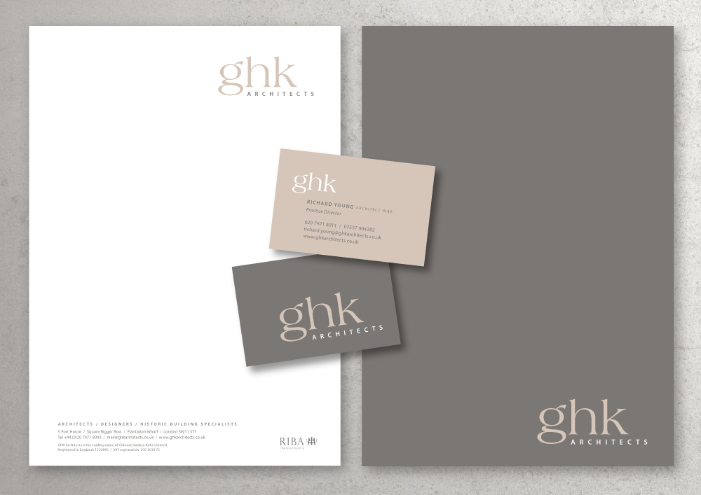 GHK Architects stationery by Kessell Design