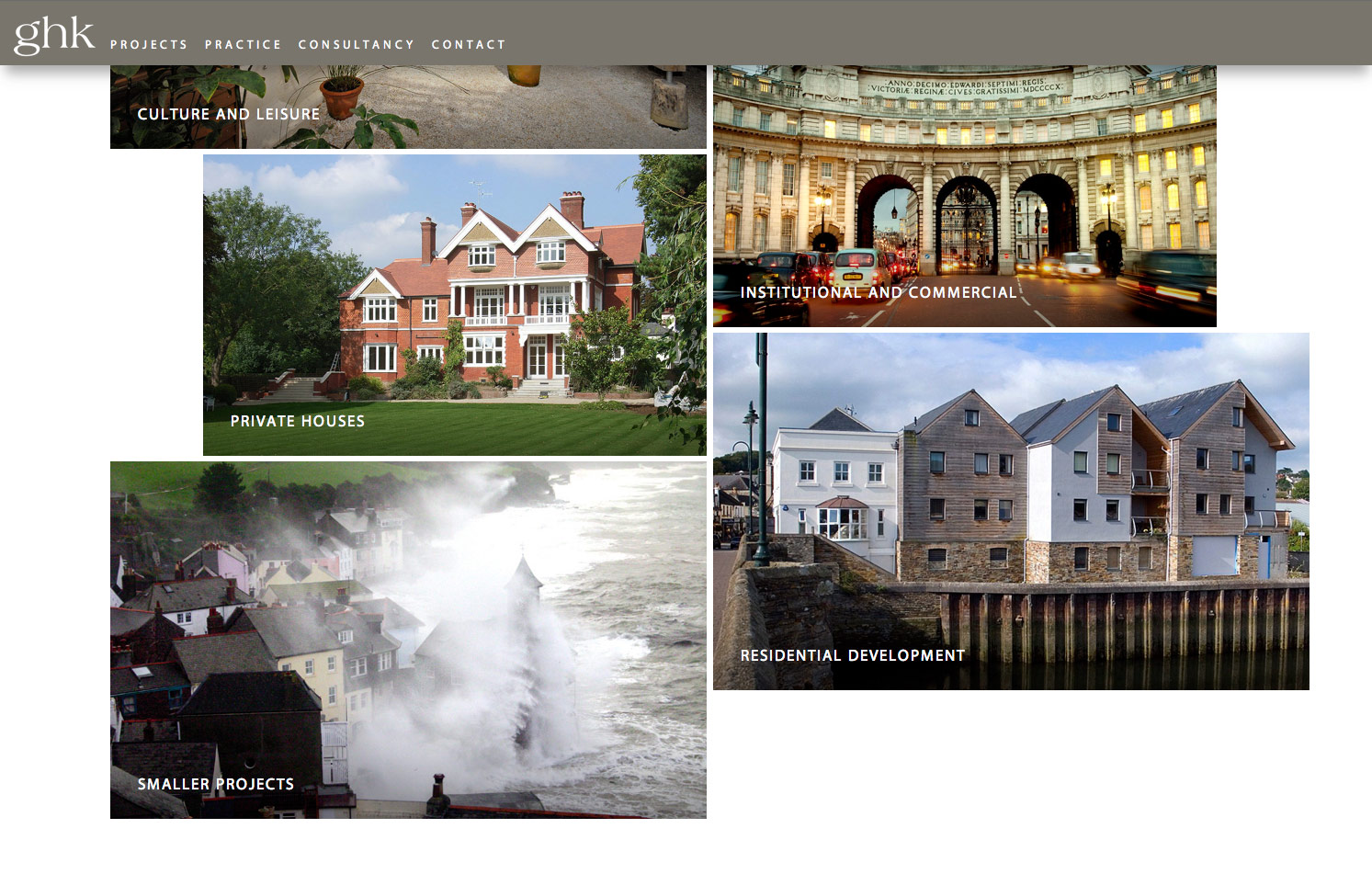 GHK Architects website by Kessell Design